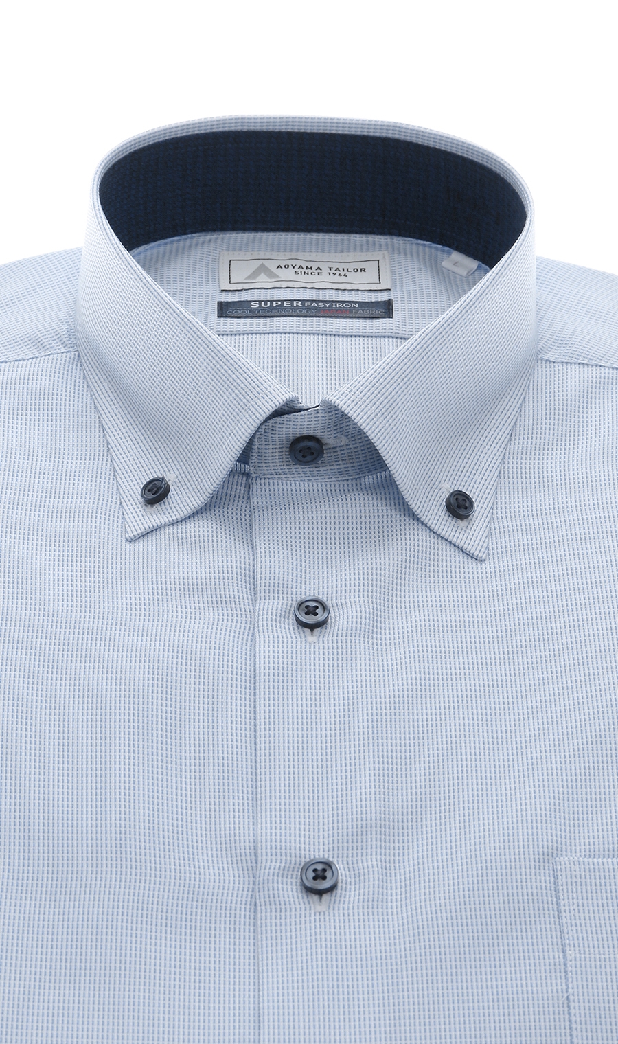 ボタンダウンワイシャツ【キング】【半袖】【涼】 ブルー 首周り:45cm,裄丈:00