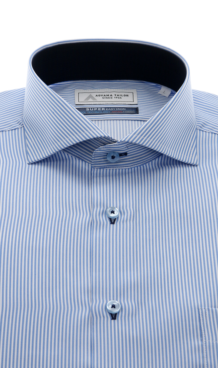 ワイドカラーワイシャツ【半袖】【涼】 ブルー 首周り:37cm,裄丈:00