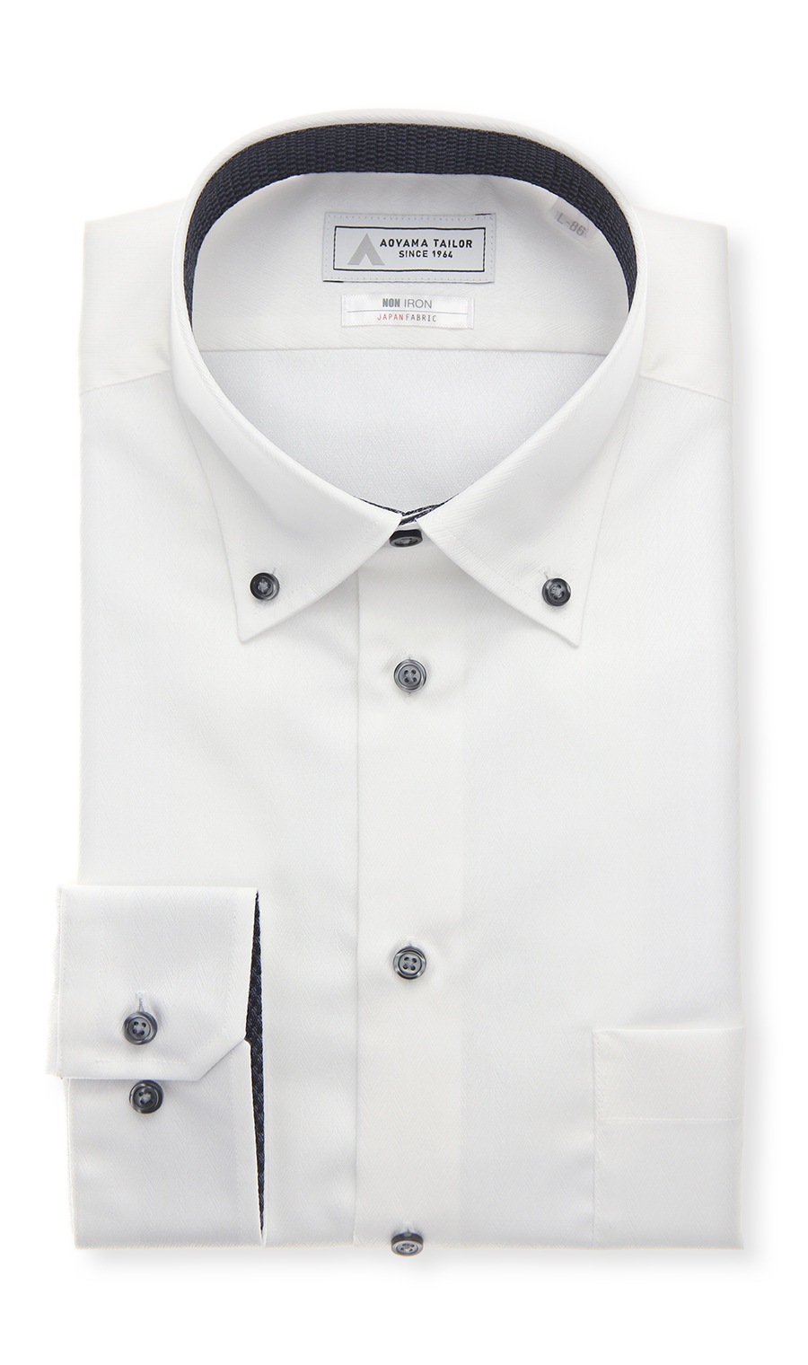 ボタンダウンワイシャツ【NON IRON】【JAPAN FABRIC】 ホワイト 首周り:37cm,裄丈:78cm