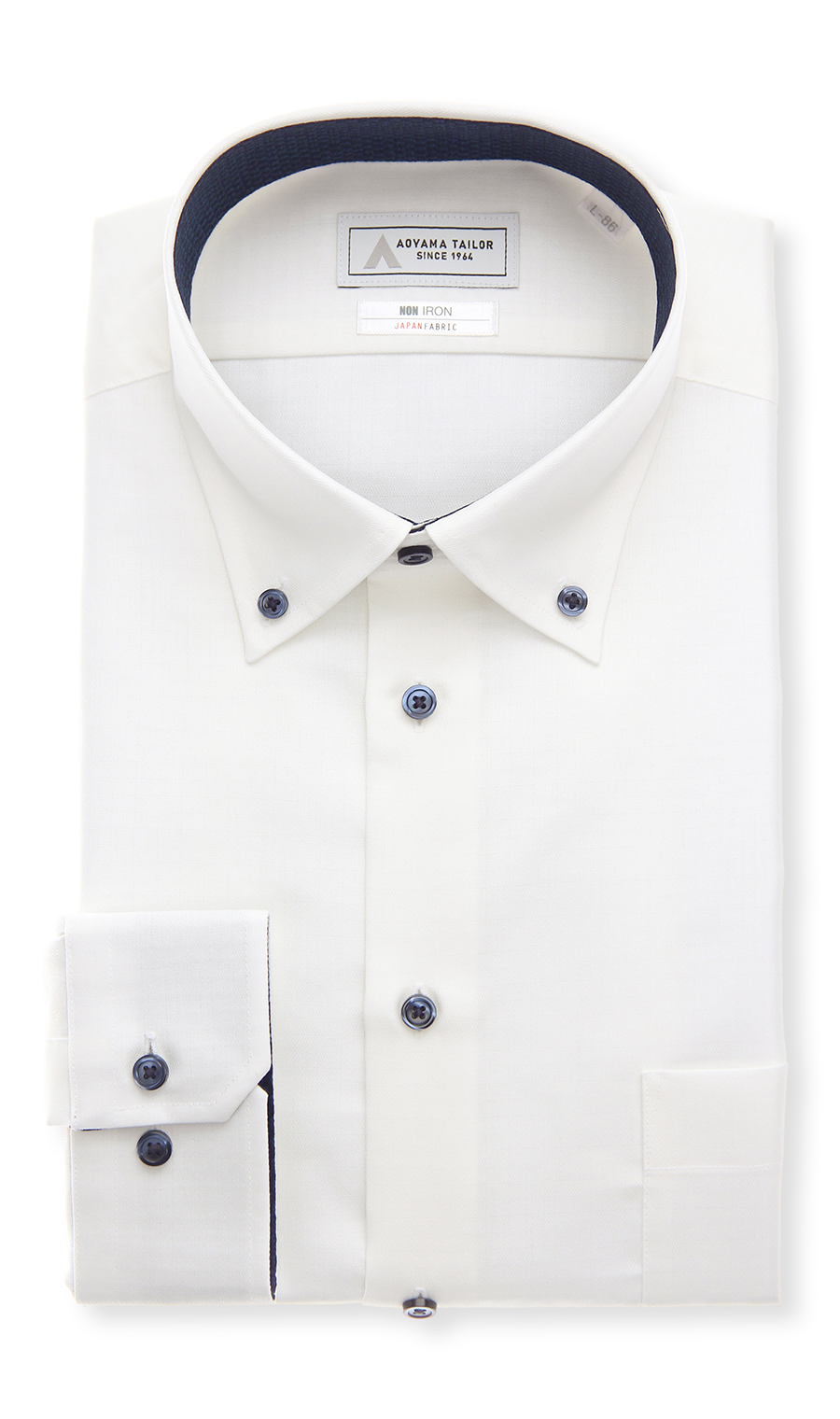 ボタンダウンワイシャツ【NON IRON】【JAPAN FABRIC】 ホワイト 首周り:43cm,裄丈:86cm