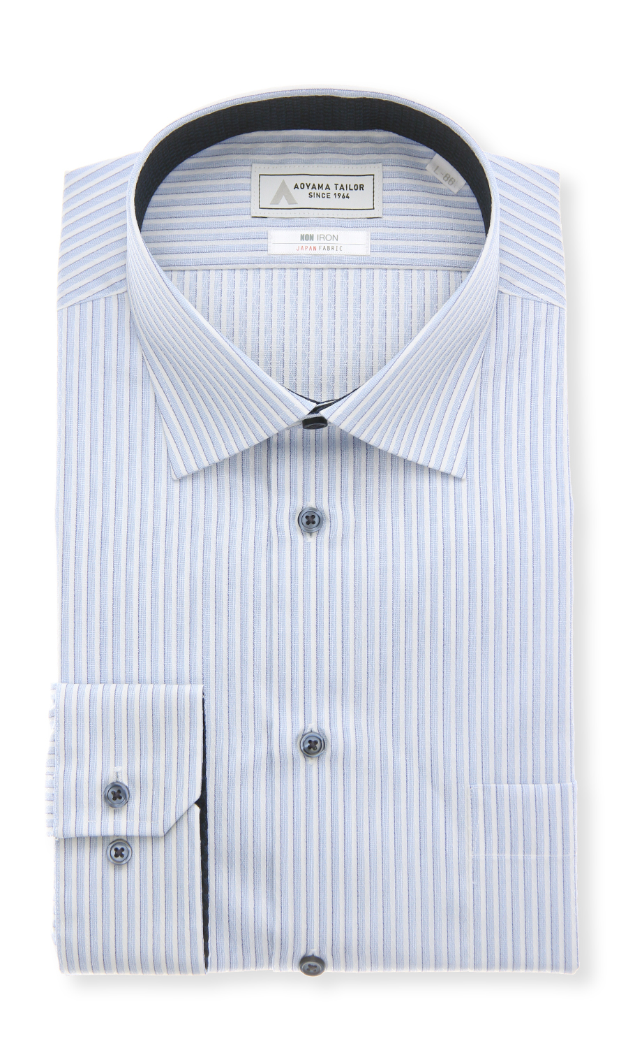 ワイドカラーワイシャツ【NON IRON】【JAPAN FABRIC】 ブルー 首周り:43cm,裄丈:82cm