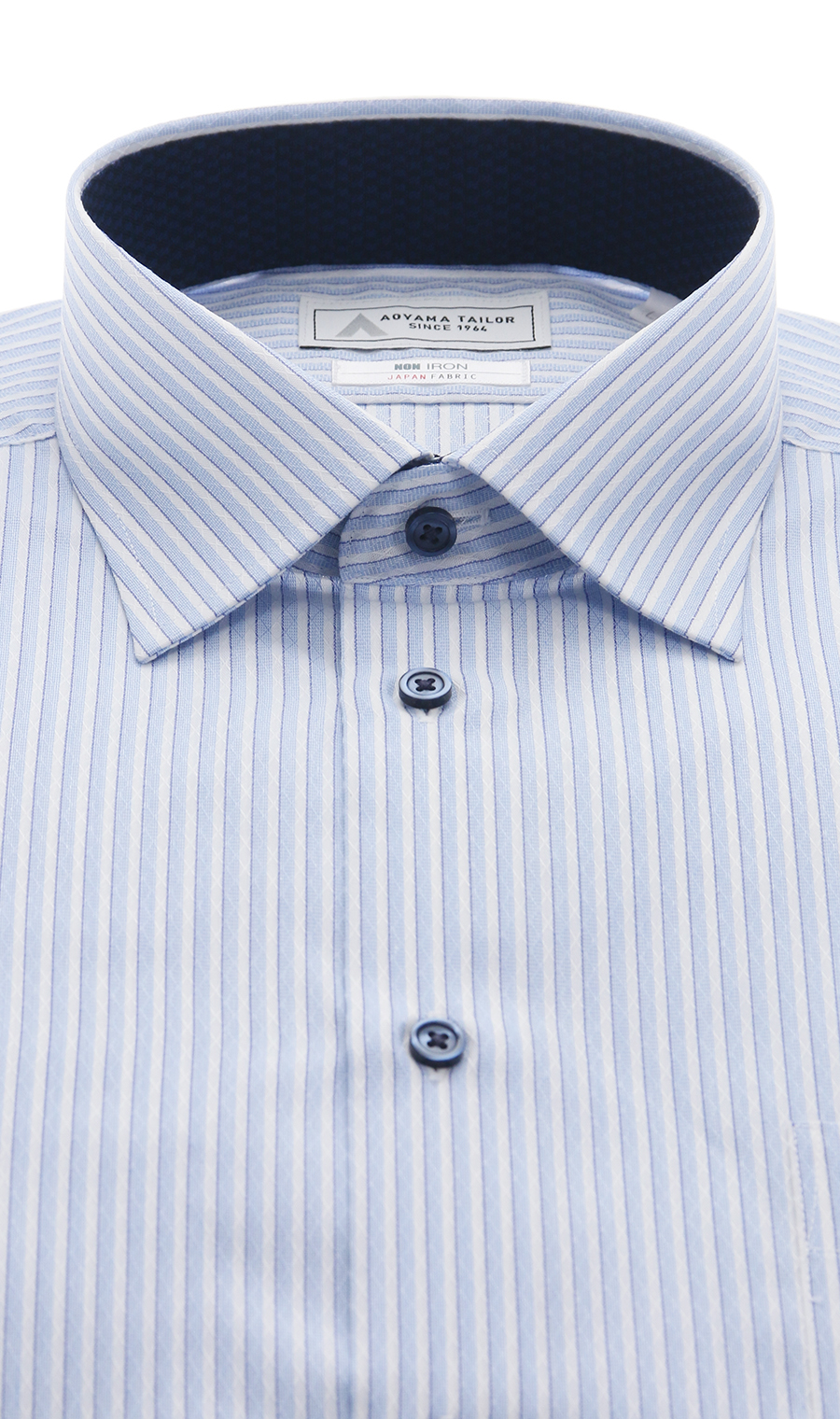 ワイドカラーワイシャツ【NON IRON】【JAPAN FABRIC】 ブルー 首周り:43cm,裄丈:82cm
