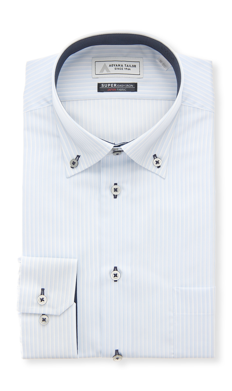 ボタンダウンワイシャツ【播州織】 ブルー 首周り:37cm,裄丈:78cm