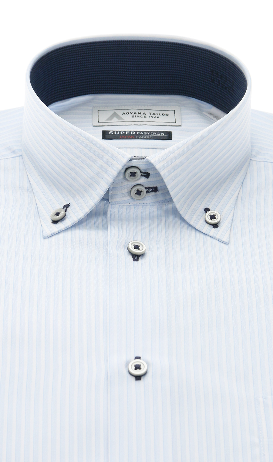 ボタンダウンワイシャツ【播州織】 ブルー 首周り:37cm,裄丈:78cm