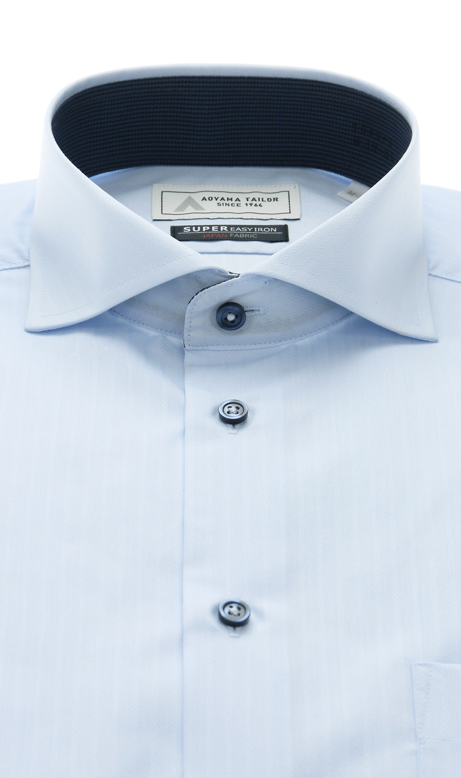 ワイドカラーワイシャツ【播州織】 ブルー 首周り:37cm,裄丈:78cm