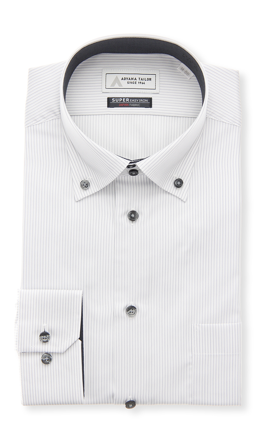 ボタンダウンワイシャツ【播州織】 グレー 首周り:37cm,裄丈:78cm