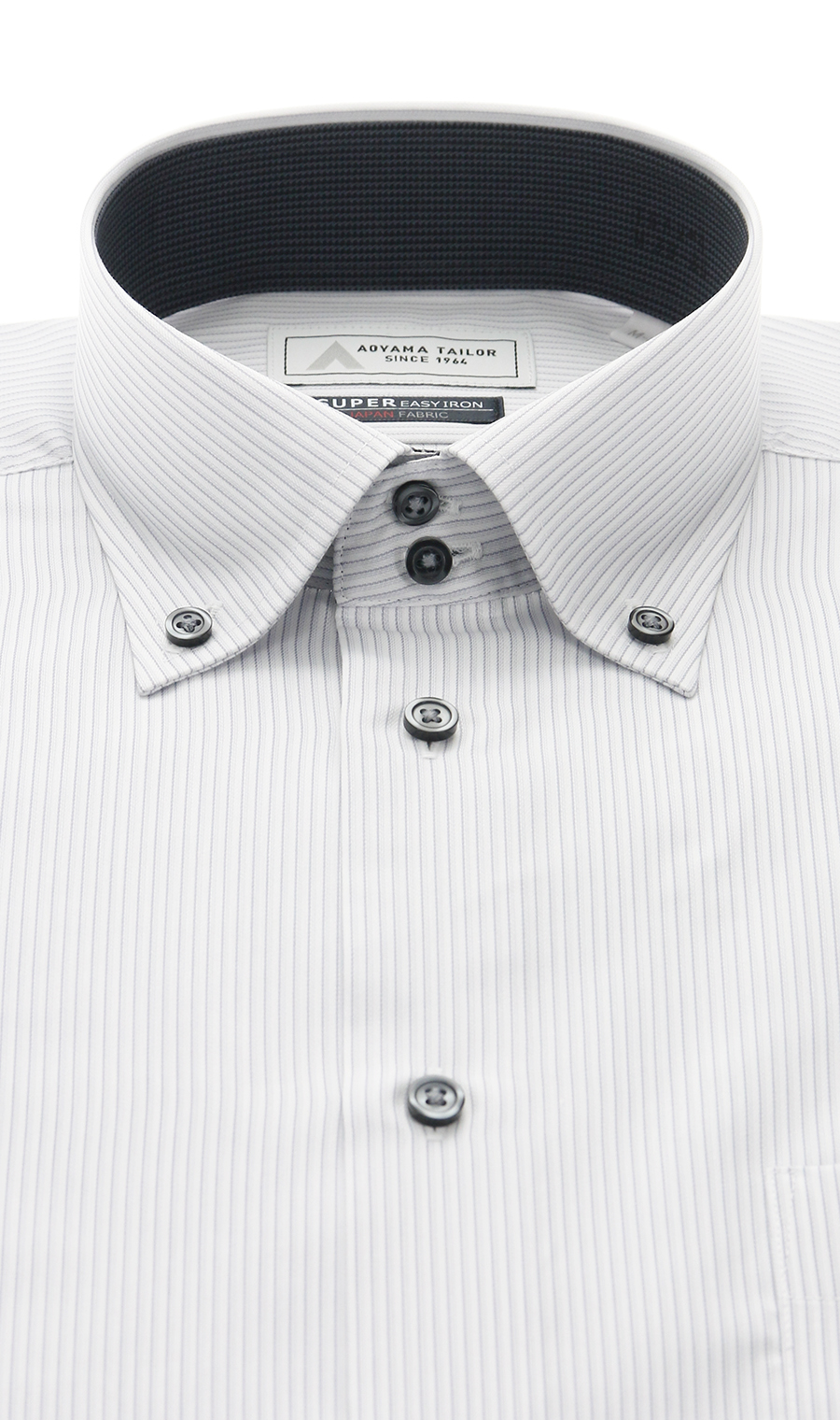 ボタンダウンワイシャツ【播州織】 グレー 首周り:37cm,裄丈:78cm