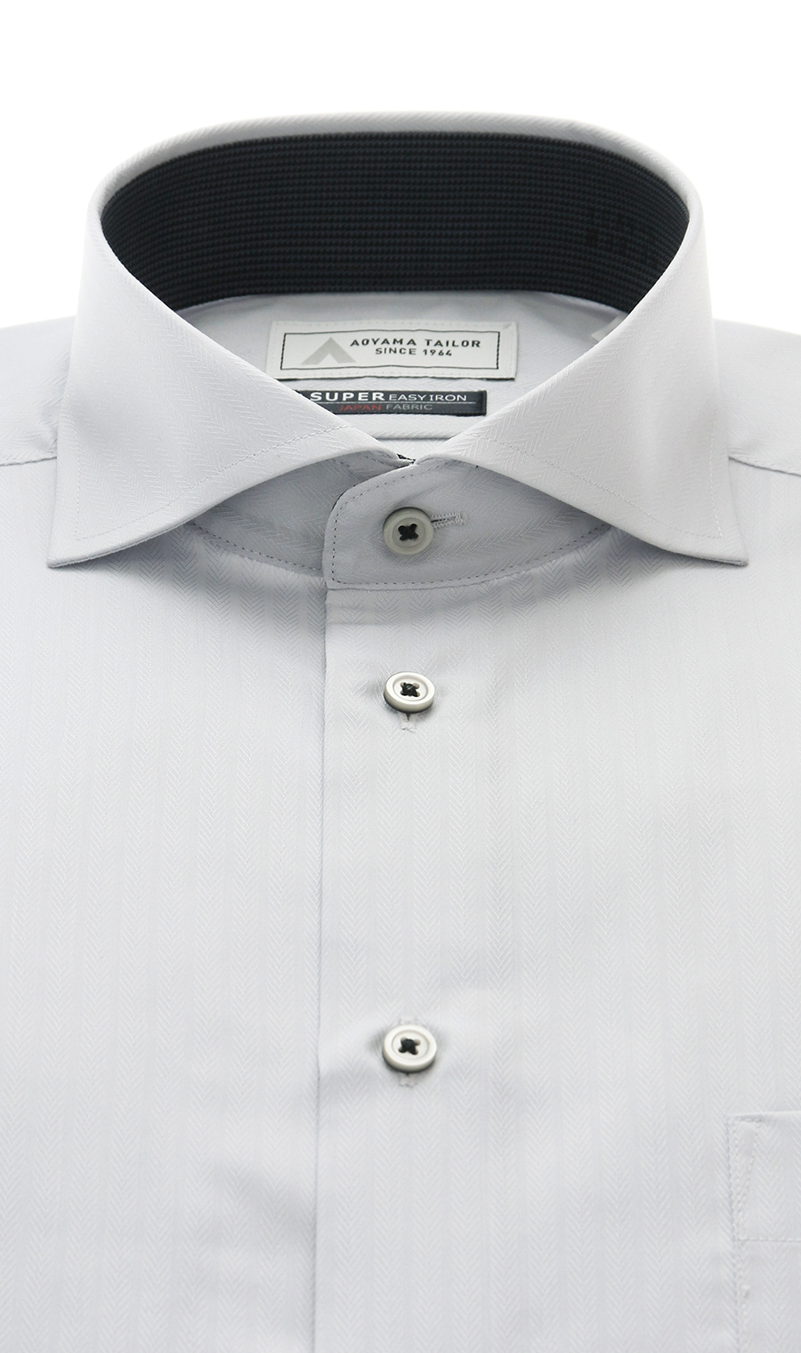 ワイドカラーワイシャツ【播州織】 グレー 首周り:37cm,裄丈:78cm