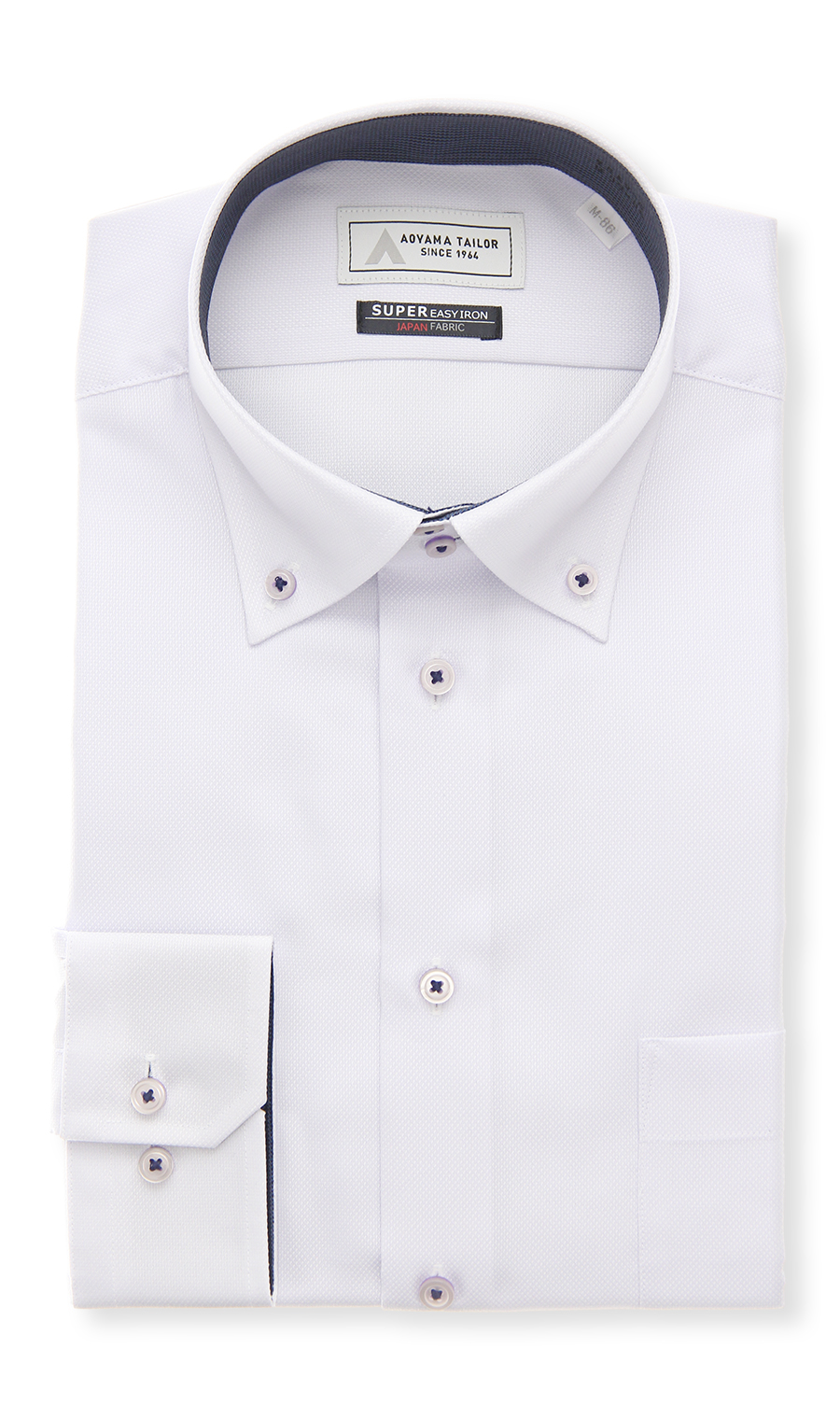 ボタンダウンワイシャツ【播州織】 パープル 首周り:37cm,裄丈:78cm