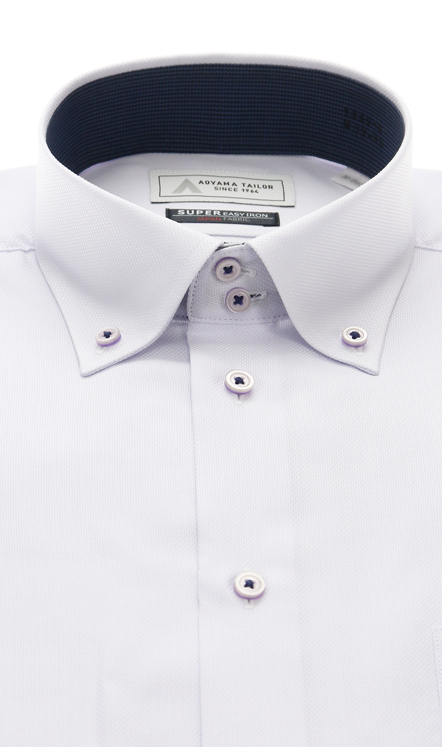 ボタンダウンワイシャツ【播州織】 パープル 首周り:37cm,裄丈:78cm