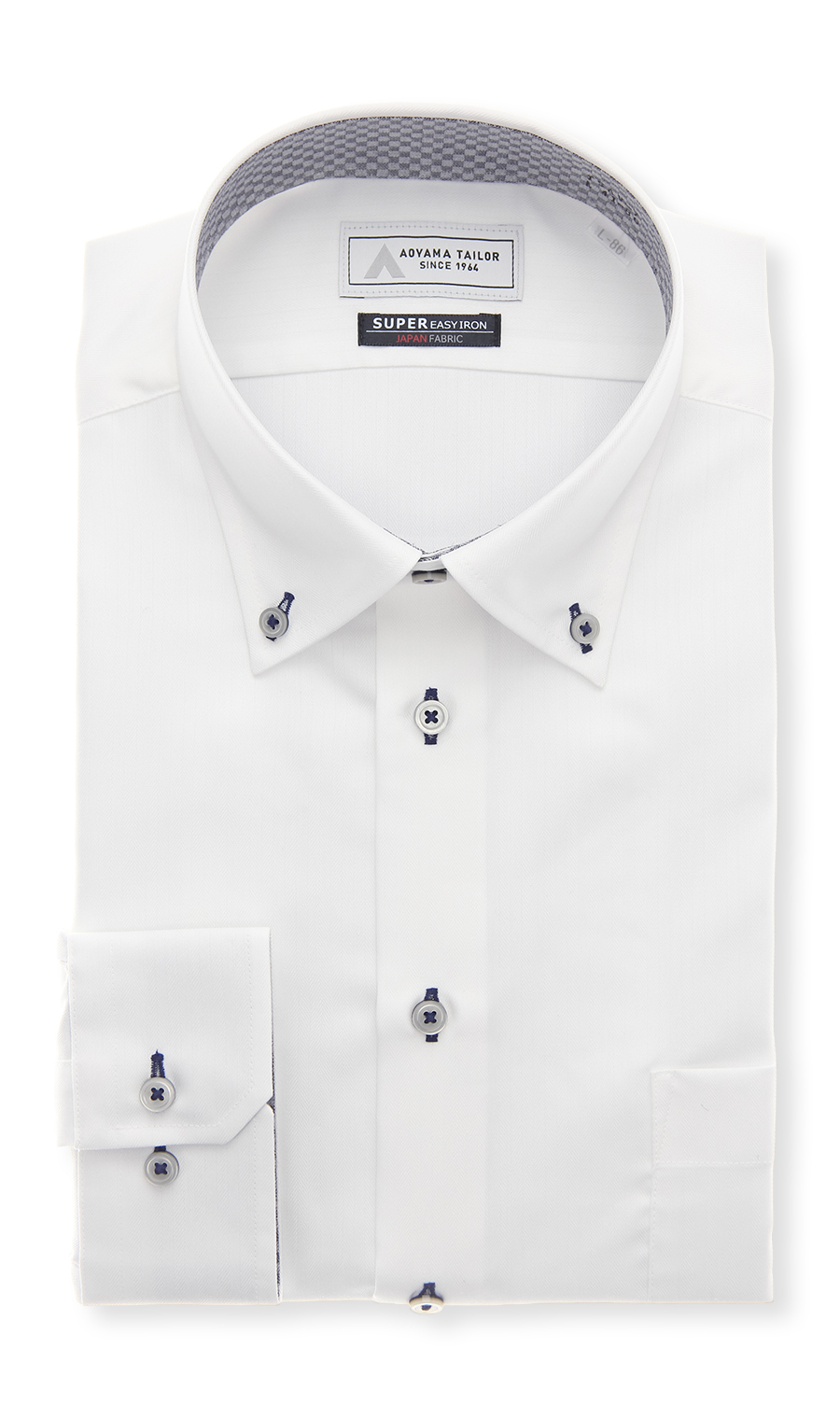 ボタンダウンワイシャツ【播州織】 ホワイト 首周り:41cm,裄丈:86cm