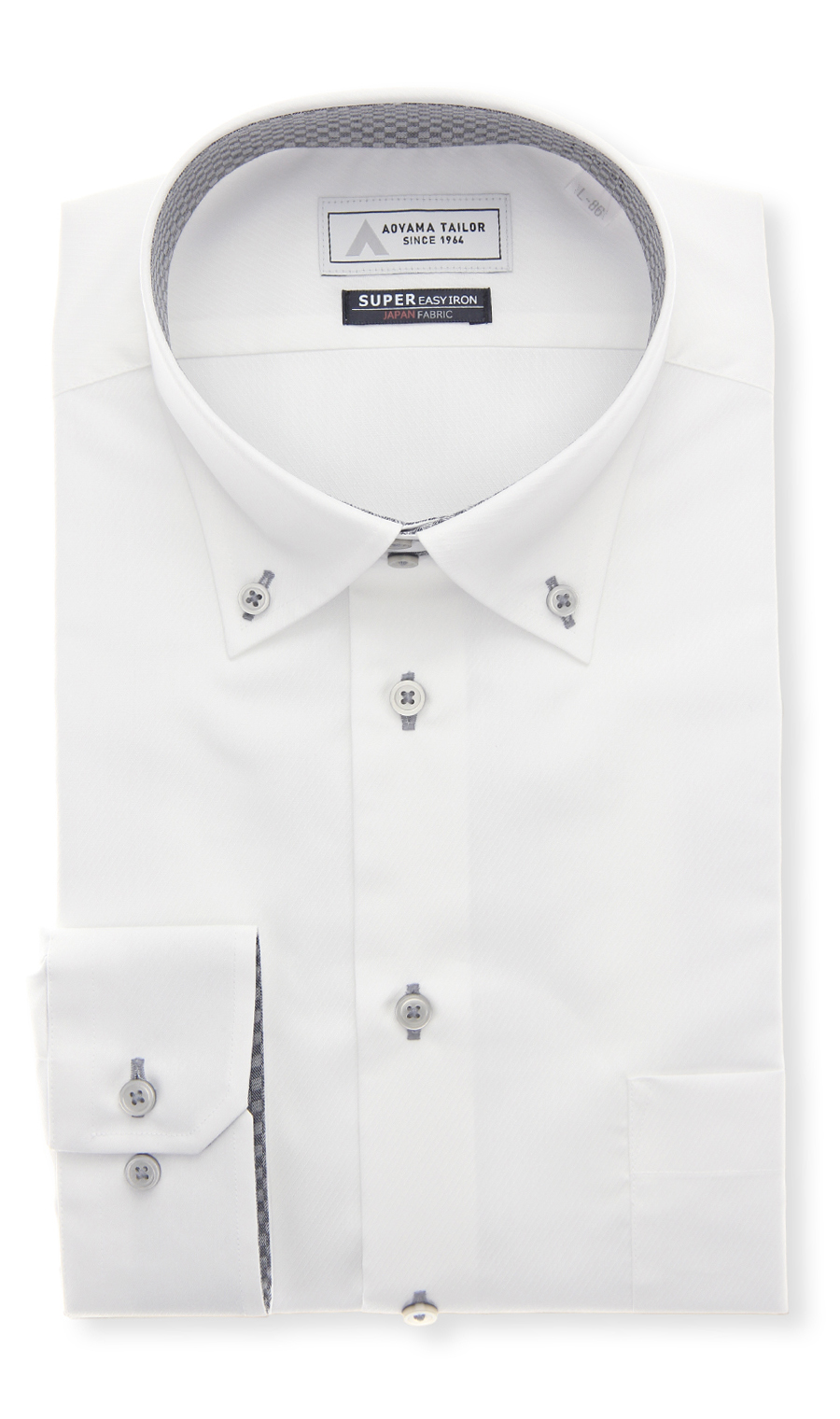 ボタンダウンワイシャツ【播州織】 ホワイト 首周り:37cm,裄丈:78cm