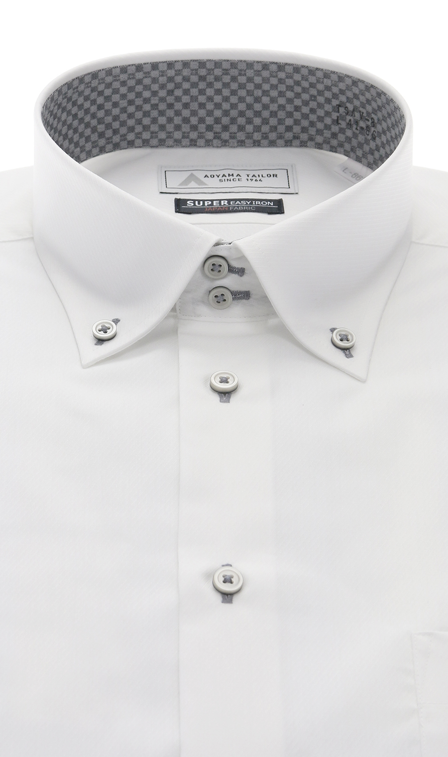 ボタンダウンワイシャツ【播州織】 ホワイト 首周り:37cm,裄丈:78cm