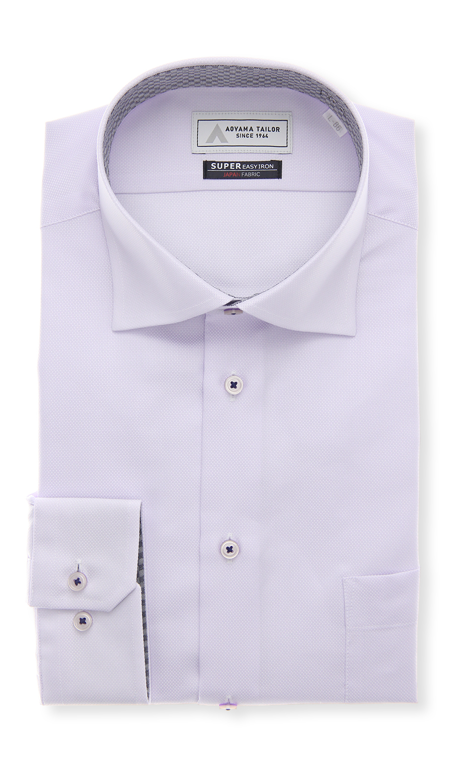 ワイドカラーワイシャツ【播州織】 パープル 首周り:41cm,裄丈:86cm