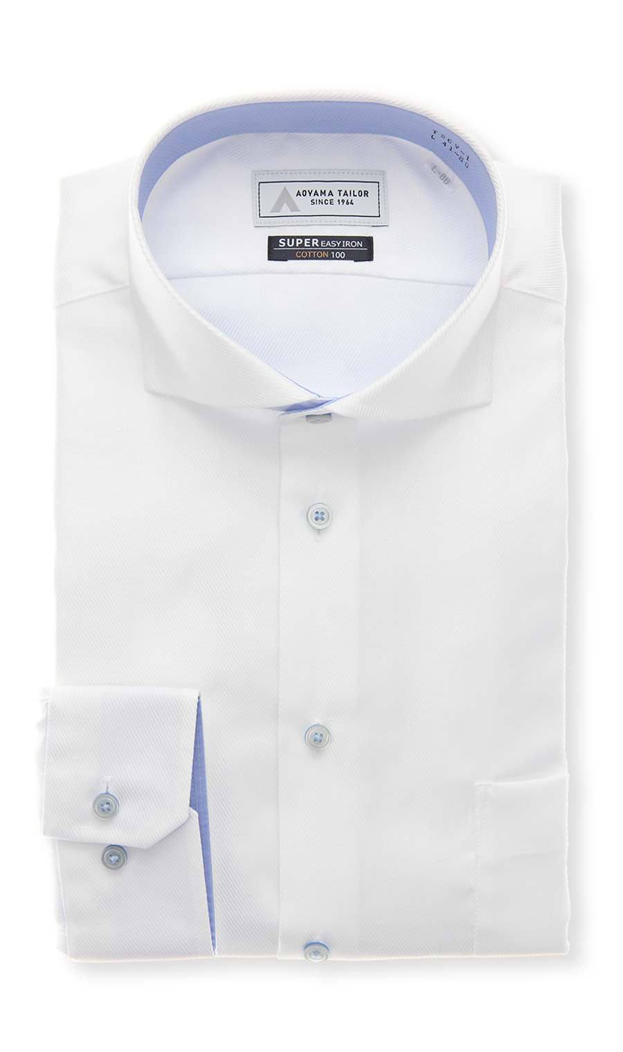 ワイドカラーワイシャツ【COTTON100】 ホワイト 首周り:37cm,裄丈:78cm