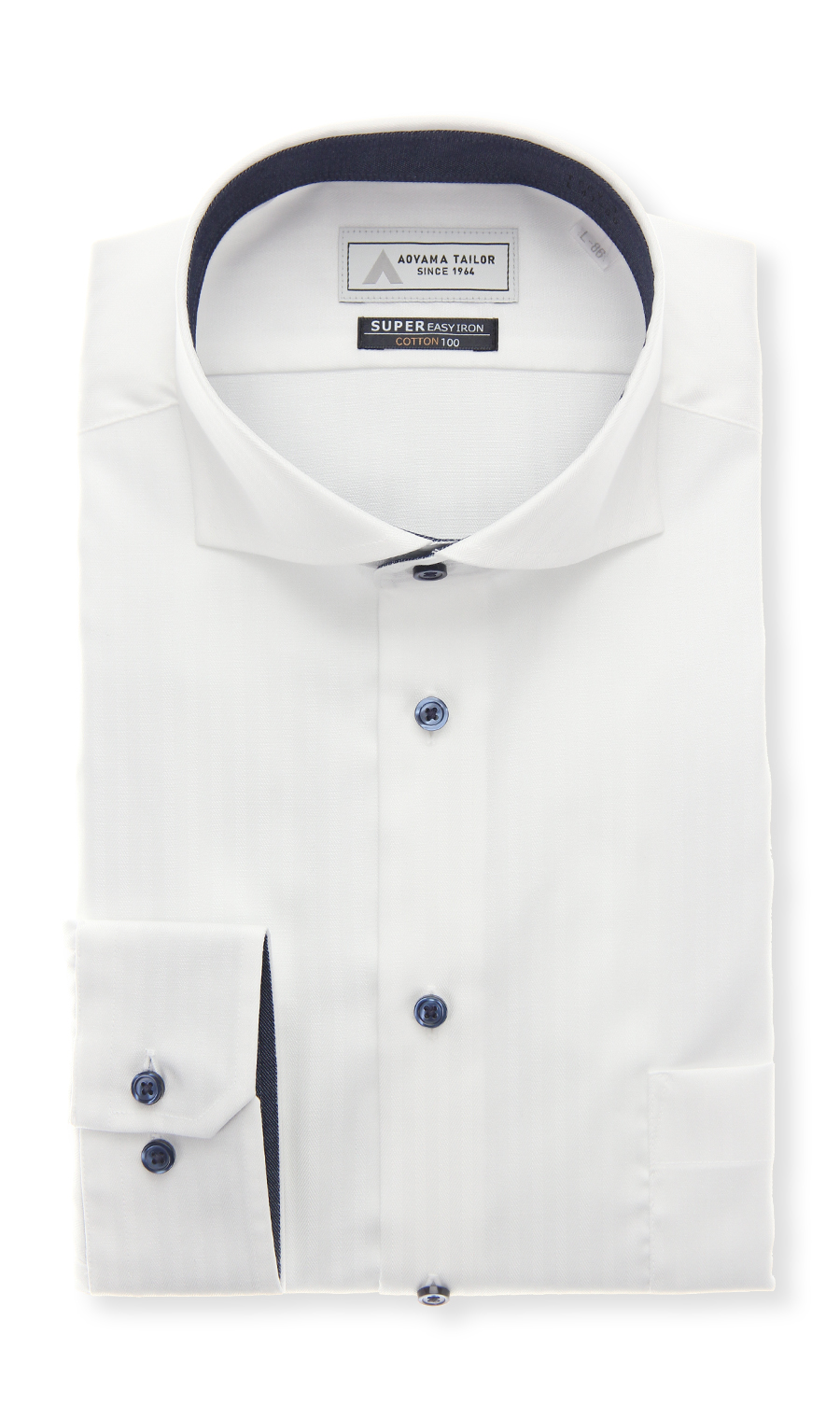 ワイドカラーワイシャツ【COTTON100】 ホワイト 首周り:37cm,裄丈:78cm