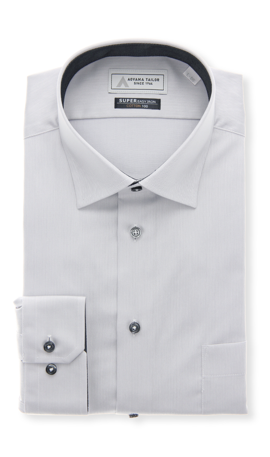 ワイドカラーワイシャツ【COTTON100】 グレー 首周り:37cm,裄丈:78cm