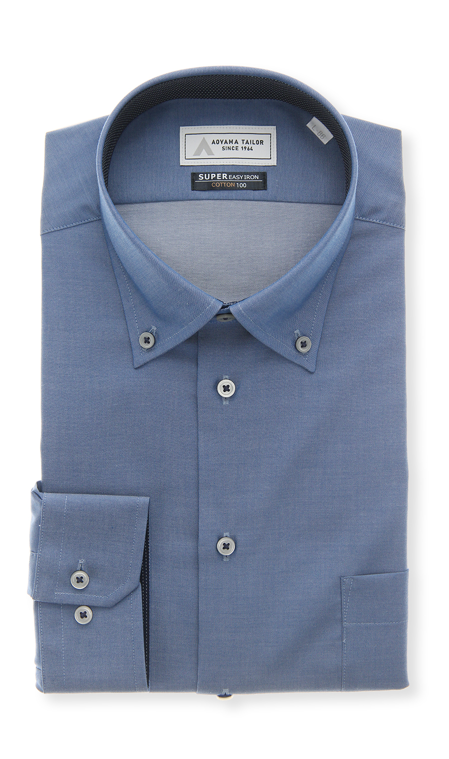 ボタンダウンワイシャツ【COTTON100】 ブルー 首周り:37cm,裄丈:78cm