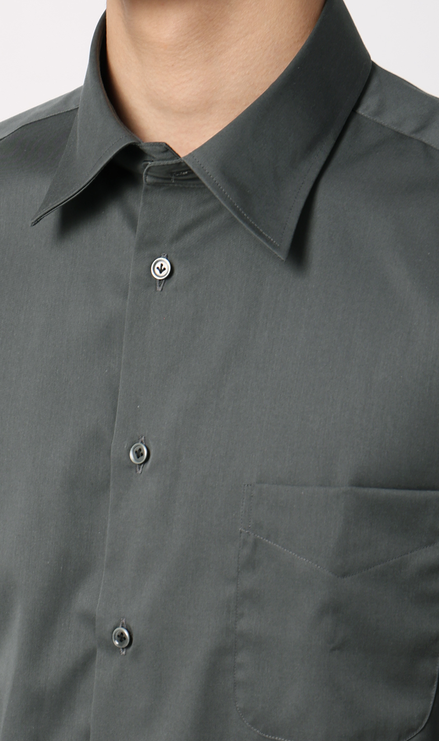 レギュラーカラースタイリッシュワイシャツ グレー 首周り:37cm,裄丈:82cm