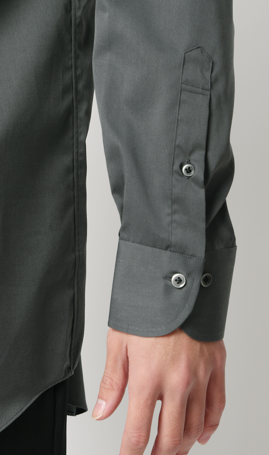 レギュラーカラースタイリッシュワイシャツ グレー 首周り:37cm,裄丈:82cm