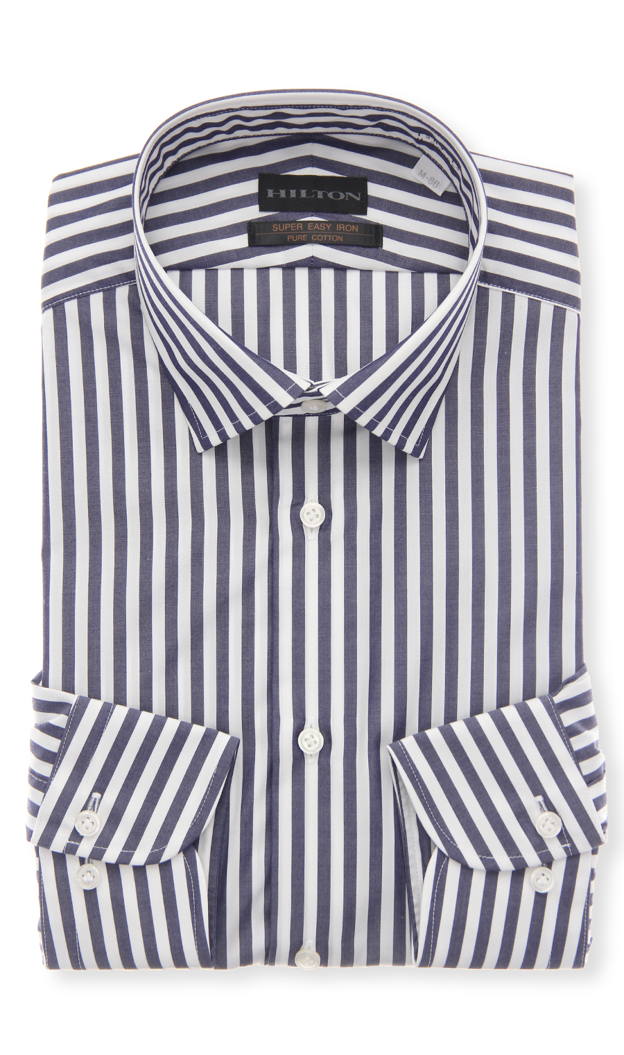 Hilton ブラウンストライプシャツ M Hilton ブラウンストライプシャツ M