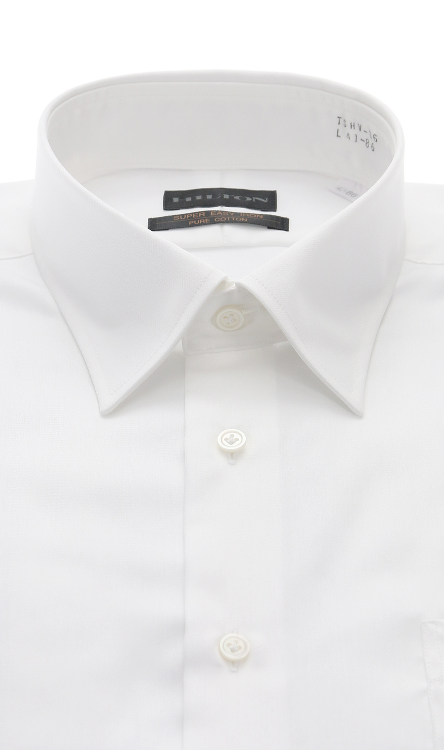 レギュラーカラースタイリッシュワイシャツ ホワイト 首周り:37cm,裄丈:82cm