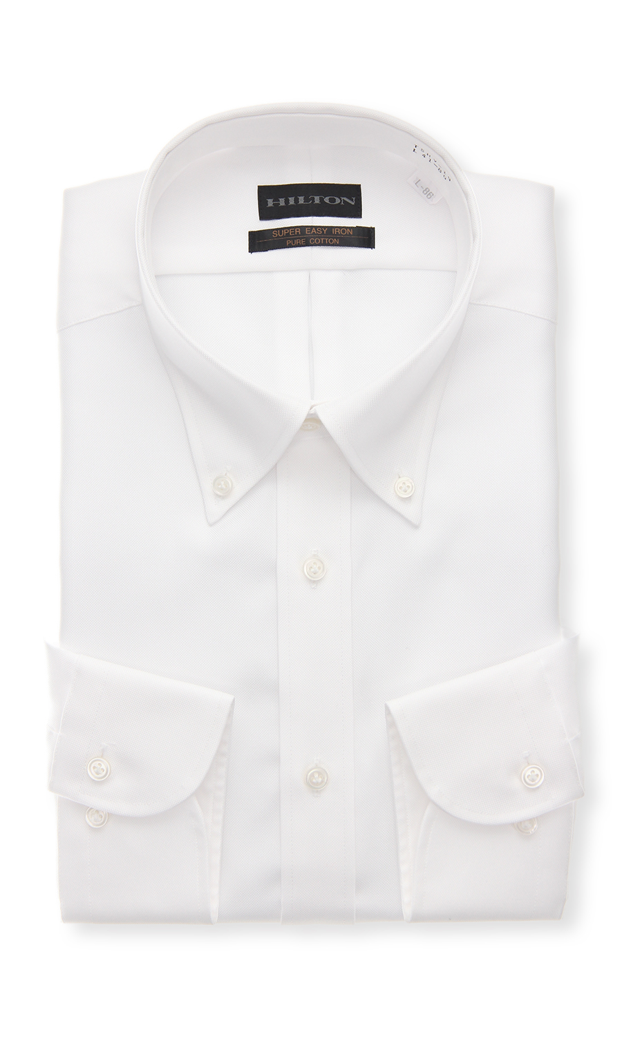 ボタンダウンスタイリッシュワイシャツ ホワイト 首周り:37cm,裄丈:82cm