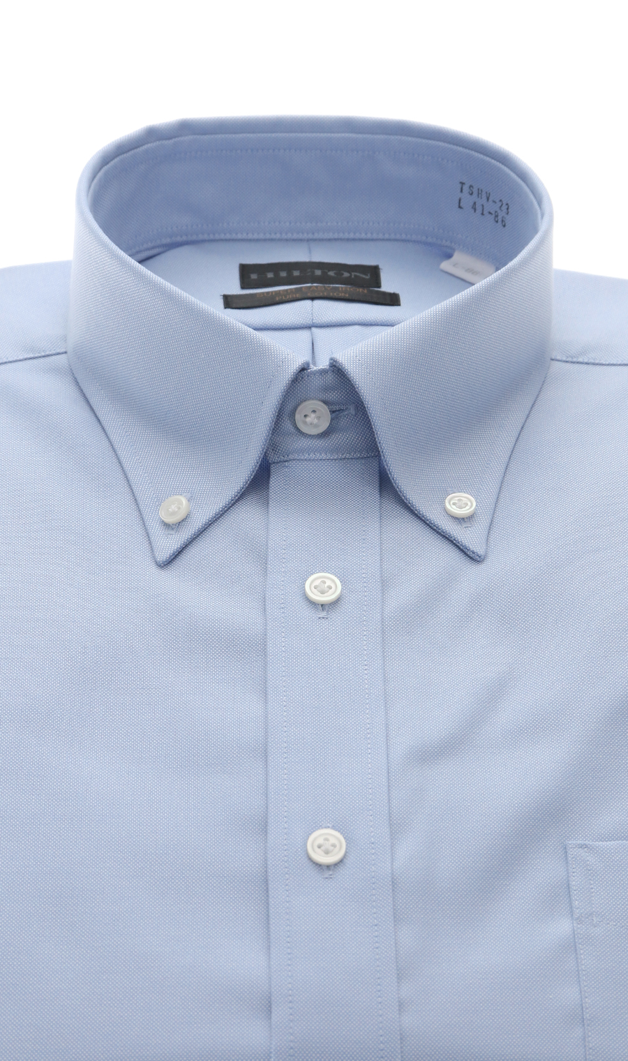 ボタンダウンスタイリッシュワイシャツ ブルー 首周り:37cm,裄丈:82cm