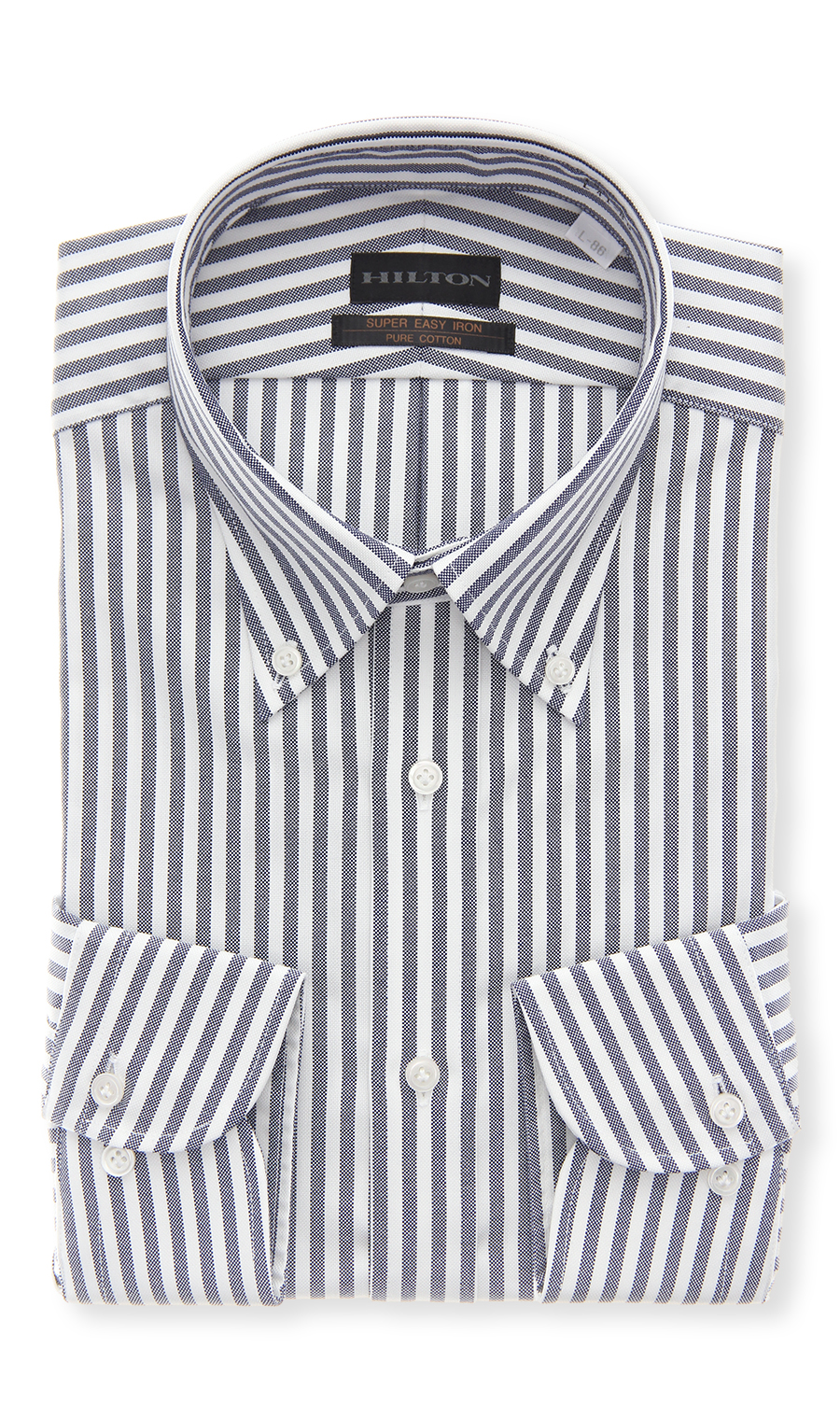 ボタンダウンスタイリッシュワイシャツ ネイビー 首周り:37cm,裄丈:82cm