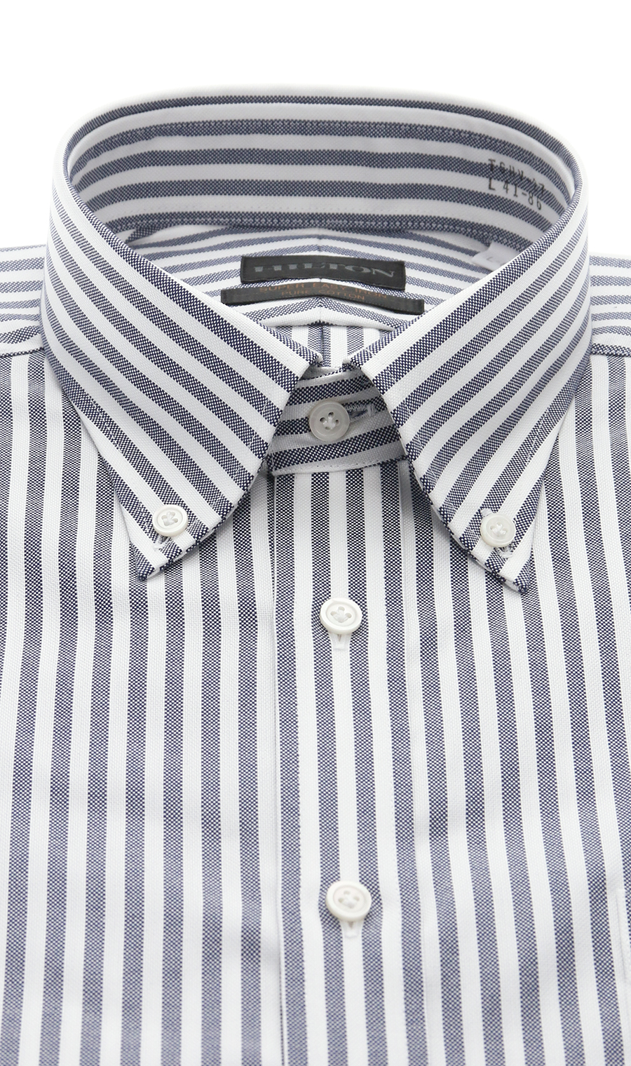 ボタンダウンスタイリッシュワイシャツ ネイビー 首周り:37cm,裄丈:82cm