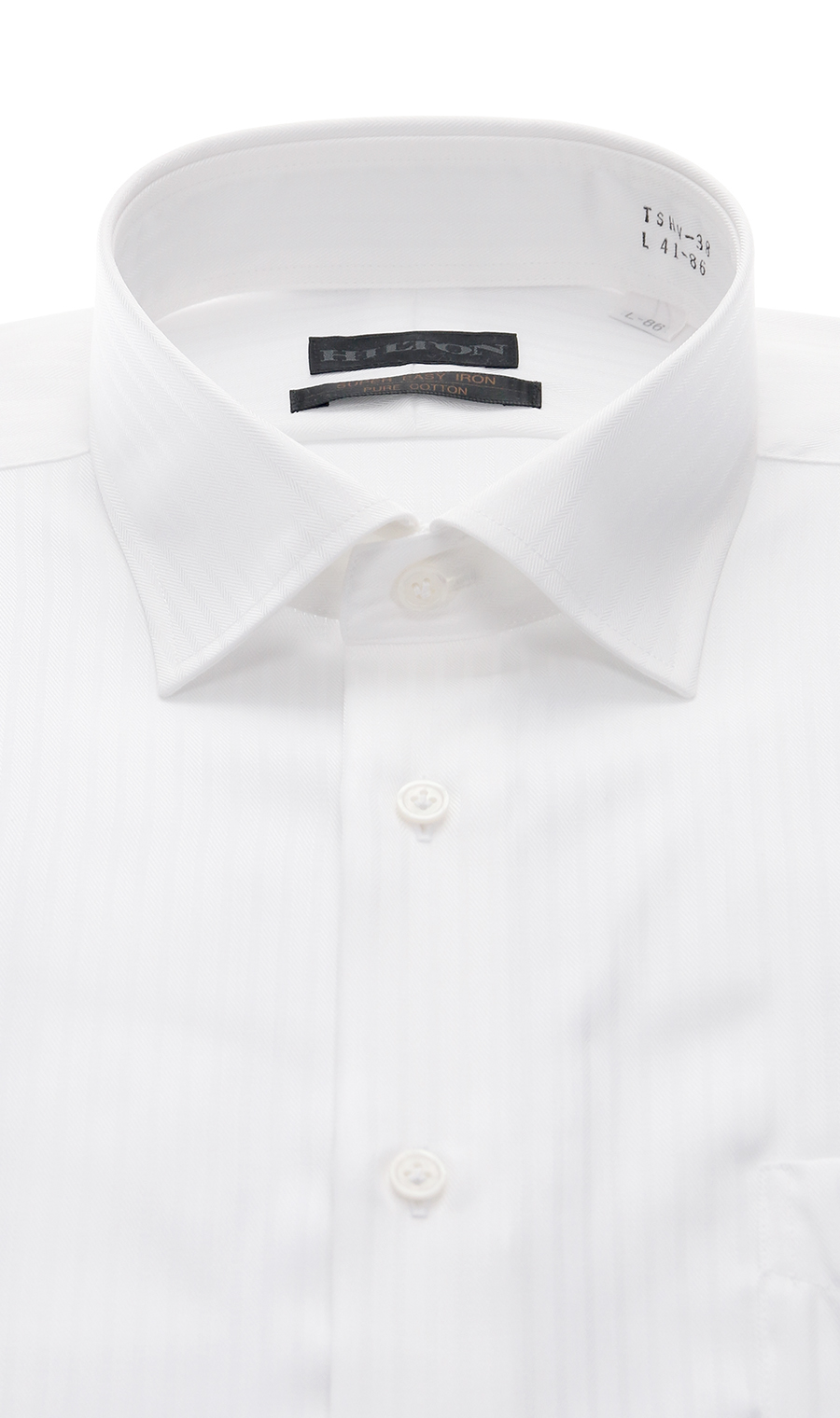 ワイドカラーワイシャツ【PURE COTTON】 ホワイト 首周り:37cm,裄丈:82cm