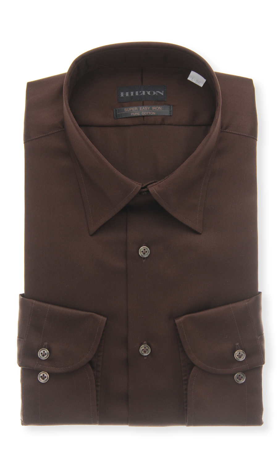 レギュラーカラーワイシャツ【PURE COTTON】 ブラウン 首周り:37cm,裄丈:82cm