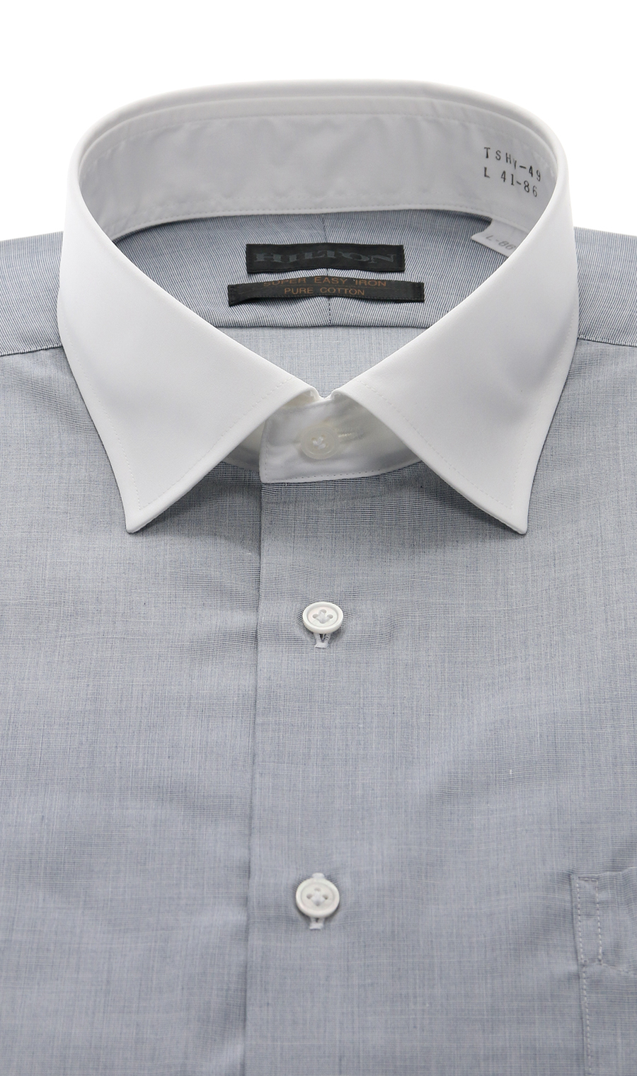 クレリックワイシャツ【PURE COTTON】 グレー 首周り:37cm,裄丈:82cm