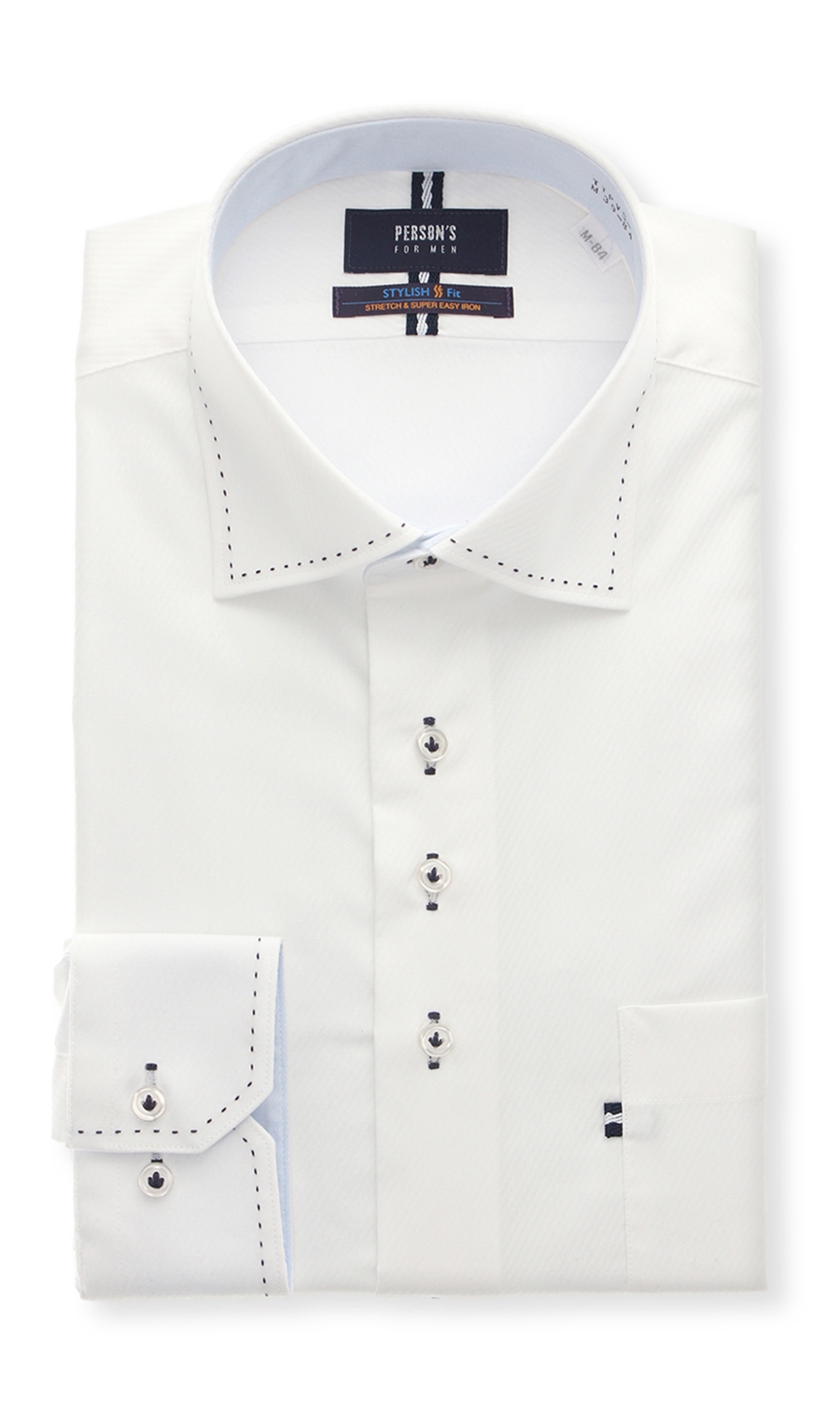 ワイドカラースタイリッシュワイシャツ《TioTio PREMIUM》 ホワイト 首周り:37cm,裄丈:82cm