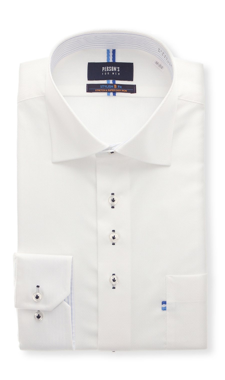 ワイドカラースタイリッシュワイシャツ《TioTio PREMIUM》 ホワイト 首周り:37cm,裄丈:88cm