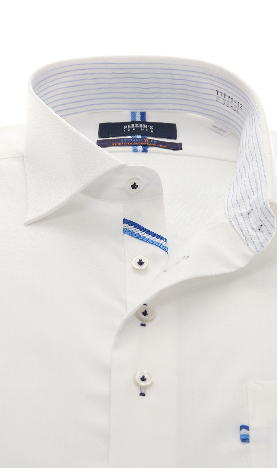 ワイドカラースタイリッシュワイシャツ《TioTio PREMIUM》 ホワイト 首周り:37cm,裄丈:88cm