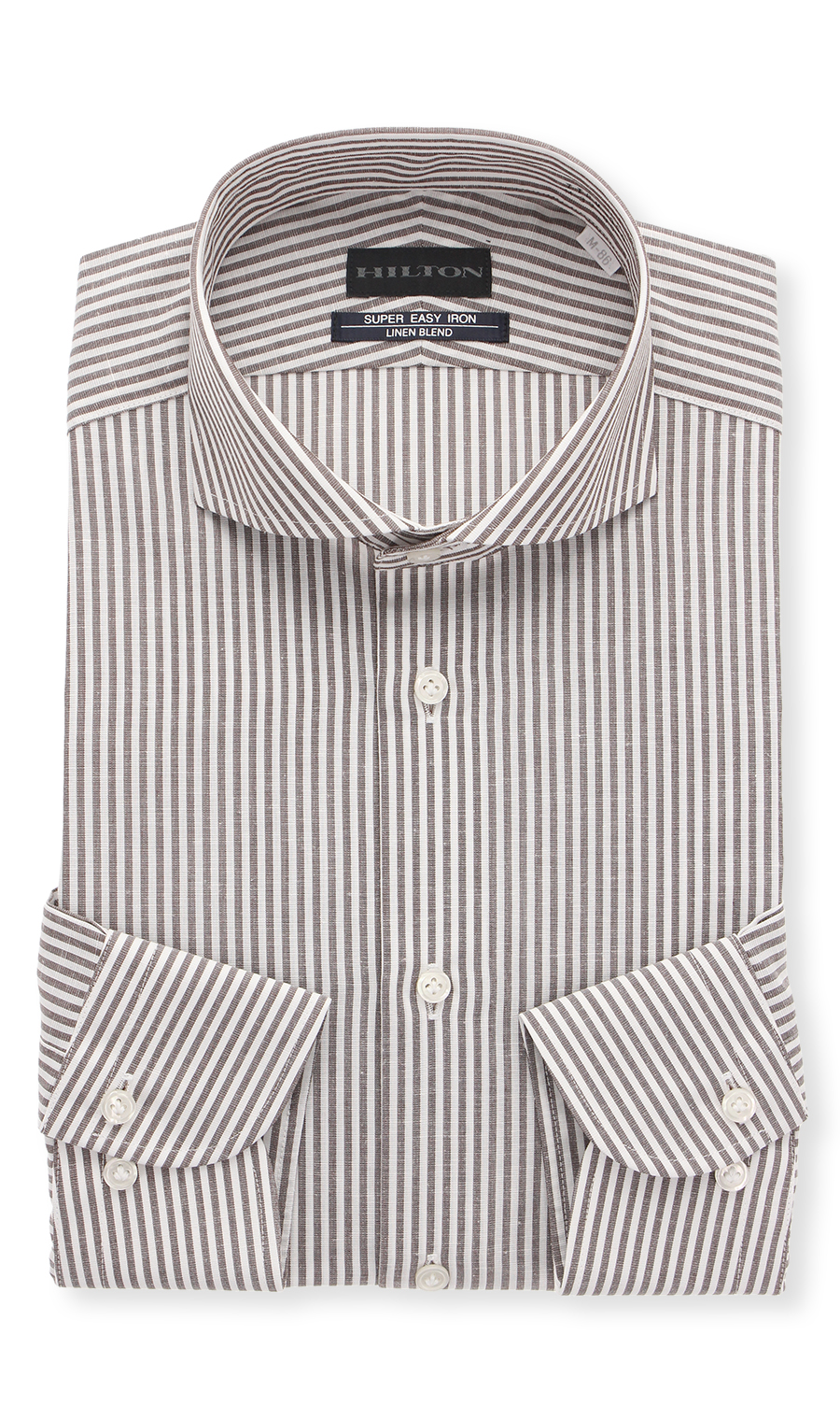 ワイドカラースタイリッシュワイシャツ【LINEN BLEND】 ブラウン 首周り:37cm,裄丈:82cm