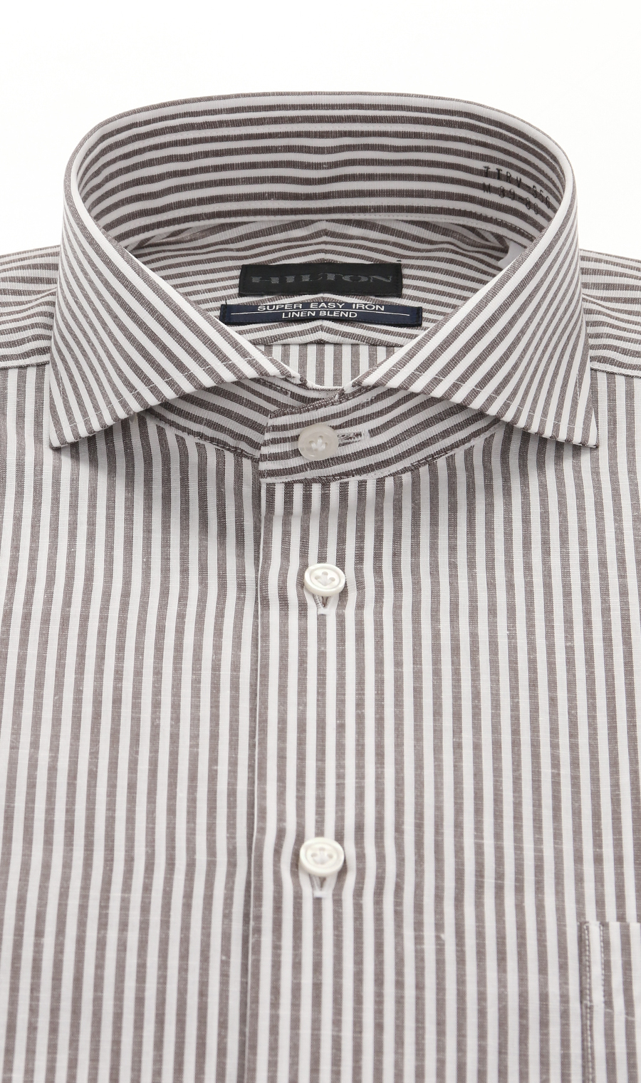 ワイドカラースタイリッシュワイシャツ【LINEN BLEND】 ブラウン 首周り:37cm,裄丈:82cm