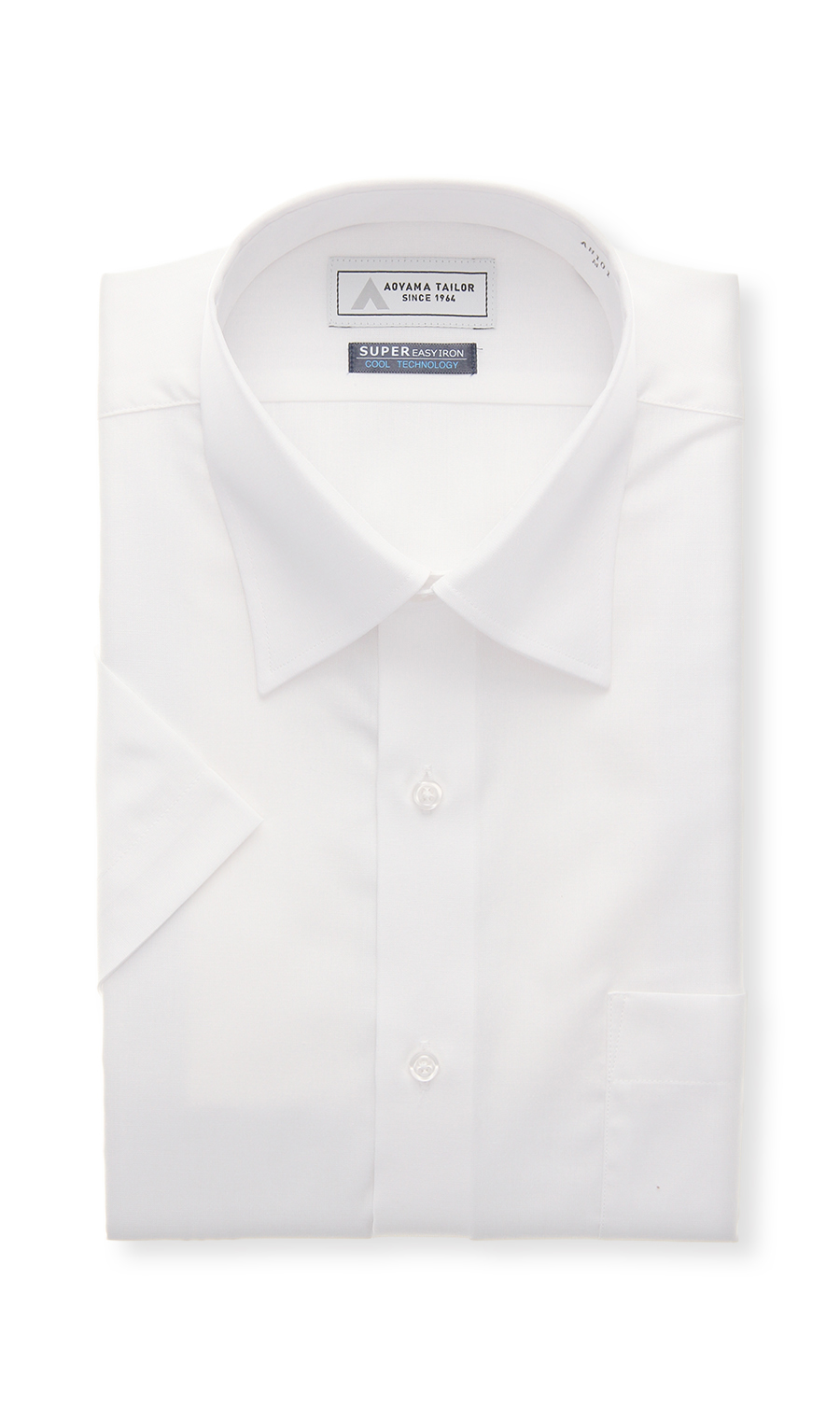 レギュラーカラーワイシャツ【半袖】【涼】【白無地】【OEKO-TEX】 ホワイト 首周り:37cm,裄丈:00