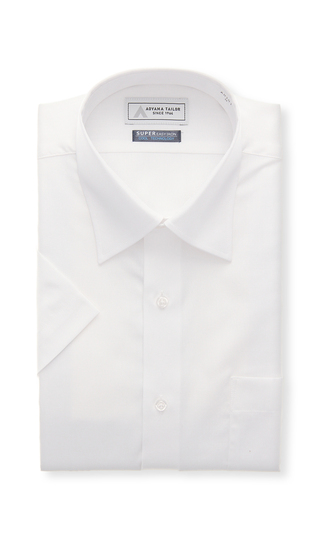 レギュラーカラーワイシャツ【キング＆トール】【半袖】【涼】【白無地】【OEKO-TEX】