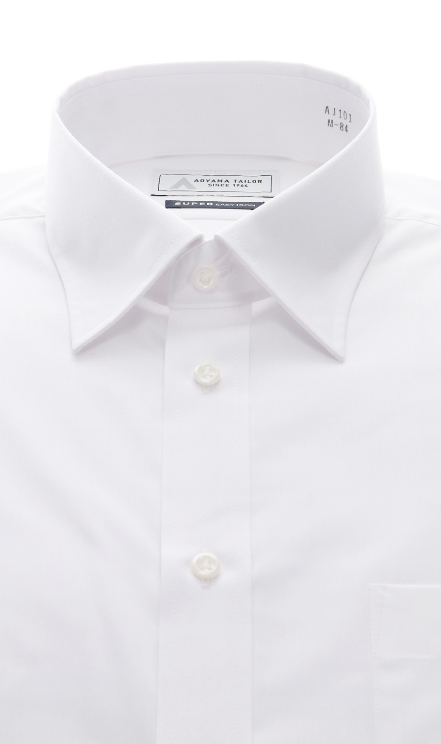 レギュラーカラーワイシャツ【白無地】【CONTROLα】 ホワイト 首周り:37cm,裄丈:78cm