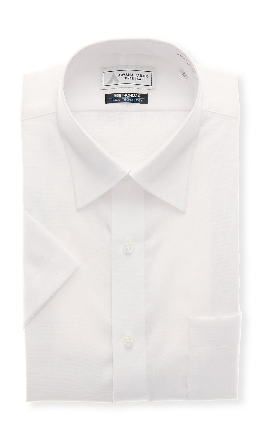 レギュラーカラーワイシャツ【半袖】【涼】【白無地】【NON IRONMAX】 ホワイト 首周り:37cm,裄丈:00