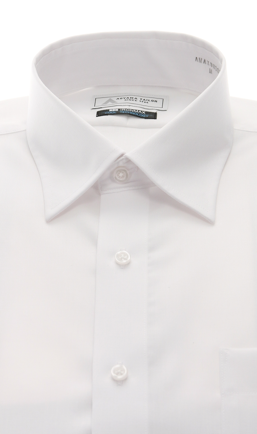 レギュラーカラーワイシャツ【半袖】【涼】【白無地】【NON IRONMAX】 ホワイト 首周り:37cm,裄丈:00
