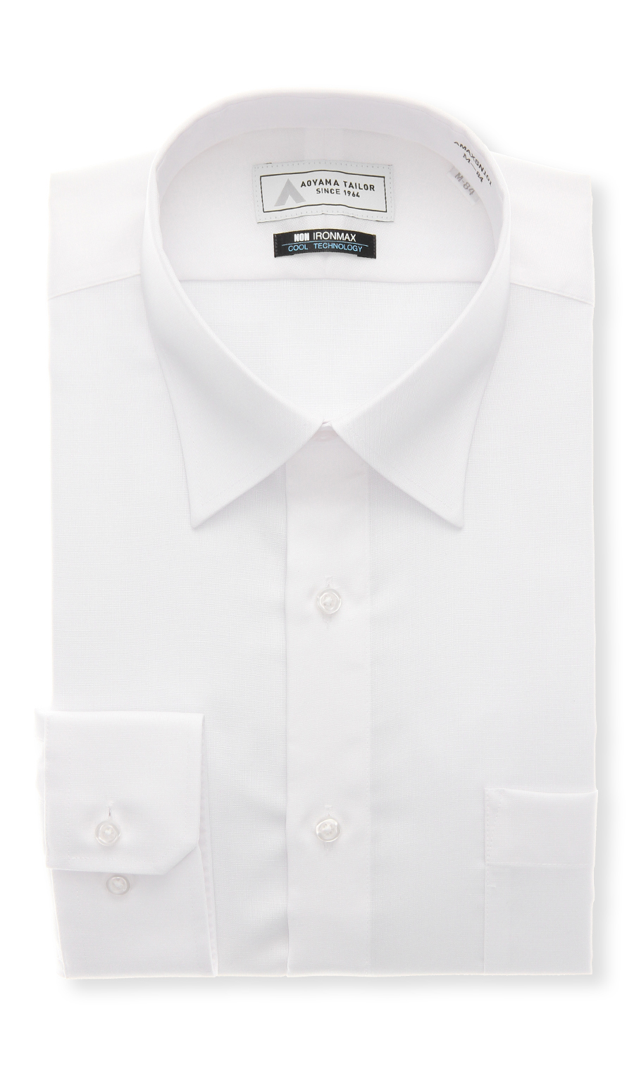 レギュラーカラーワイシャツ【キング＆トール】【涼】【白無地】【NON IRONMAX】 ホワイト 首周り:45cm,裄丈:84cm