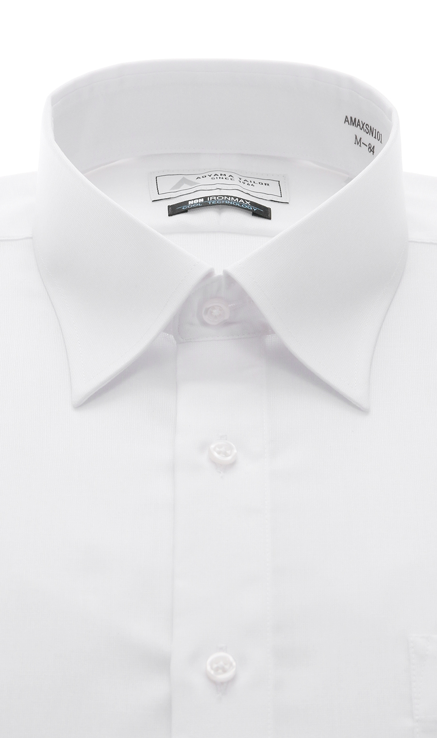 レギュラーカラーワイシャツ【キング＆トール】【涼】【白無地】【NON IRONMAX】 ホワイト 首周り:45cm,裄丈:84cm
