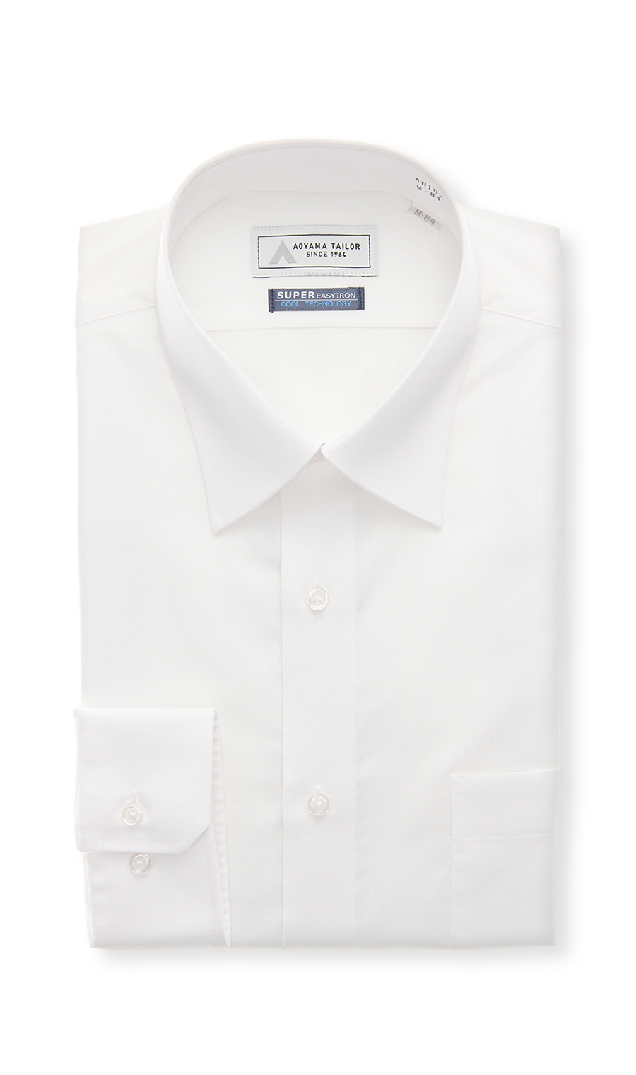 レギュラーカラーワイシャツ【涼】【白無地】【OEKO-TEX】 ホワイト 首周り:37cm,裄丈:78cm