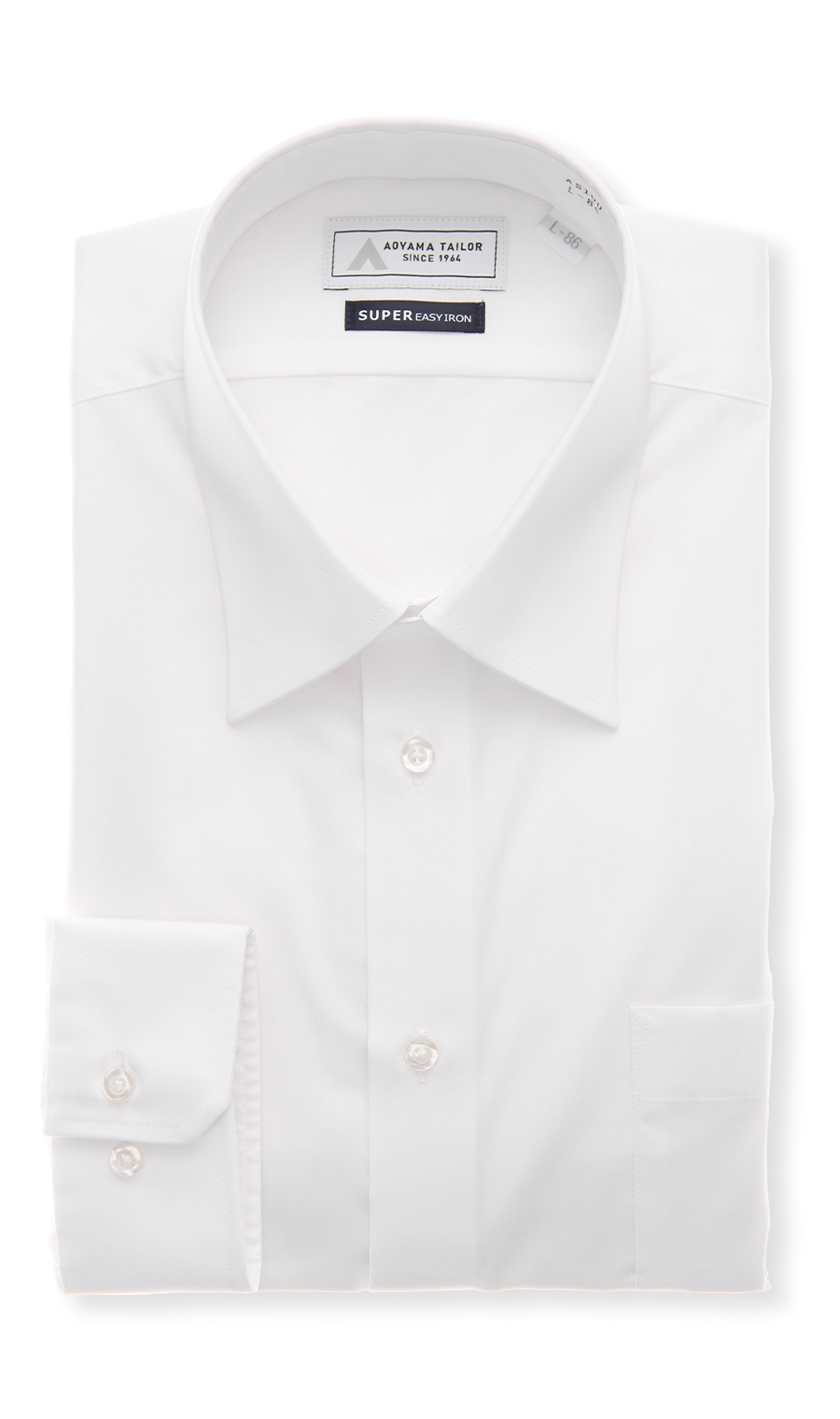 レギュラーカラーワイシャツ【白無地】 ホワイト 首周り:37cm,裄丈:76cm