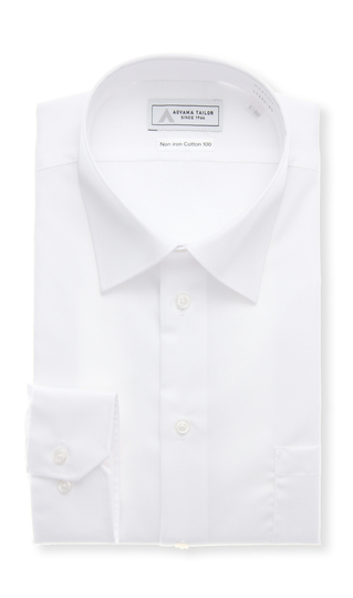 レギュラーカラーワイシャツ【NON IRON COTTON 100】【白無地】