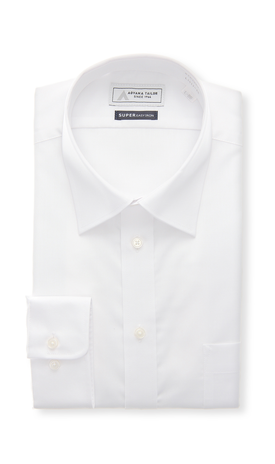 レギュラーカラーワイシャツ【キング&トール】【COTTON∞】 ホワイト 首周り:44cm,裄丈:78cm