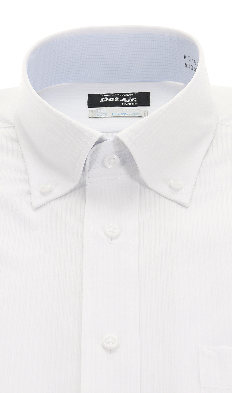 ボタンダウンスタンダードワイシャツ【半袖】【キング】【NON IRONTECH COOL】【Dot Air】【＃すごシャツ】 ホワイト系 首周り:47cm,裄丈:00